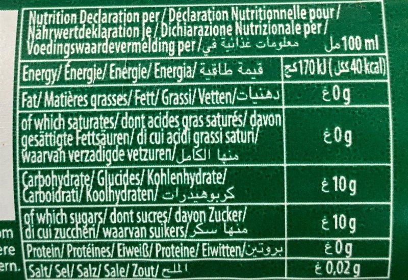 Foto da tabela nutricional