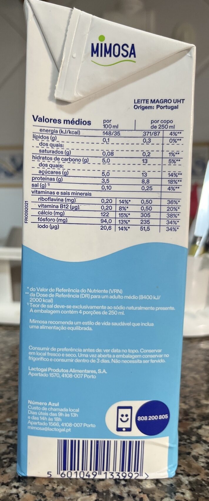 Foto da tabela nutricional