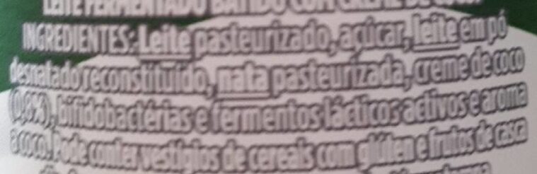 Foto da lista de ingredientes