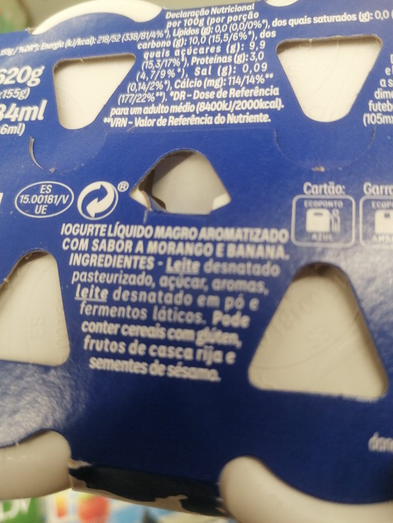 Foto da lista de ingredientes