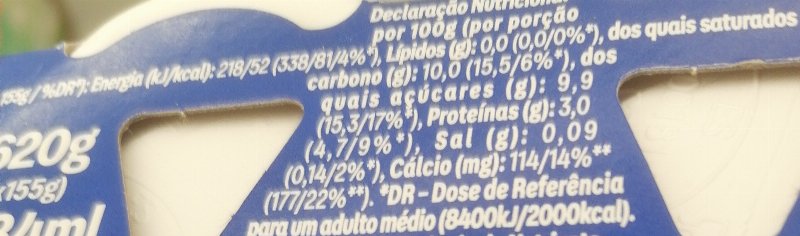 Foto da tabela nutricional