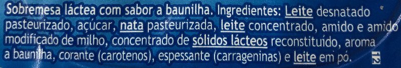 Foto da lista de ingredientes