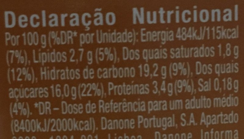 Foto da tabela nutricional