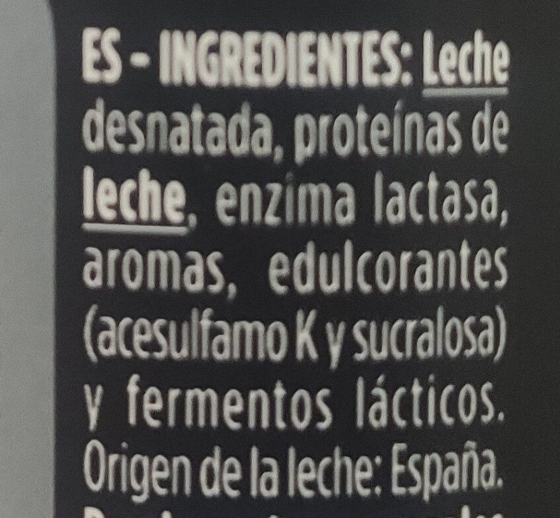 Foto da lista de ingredientes