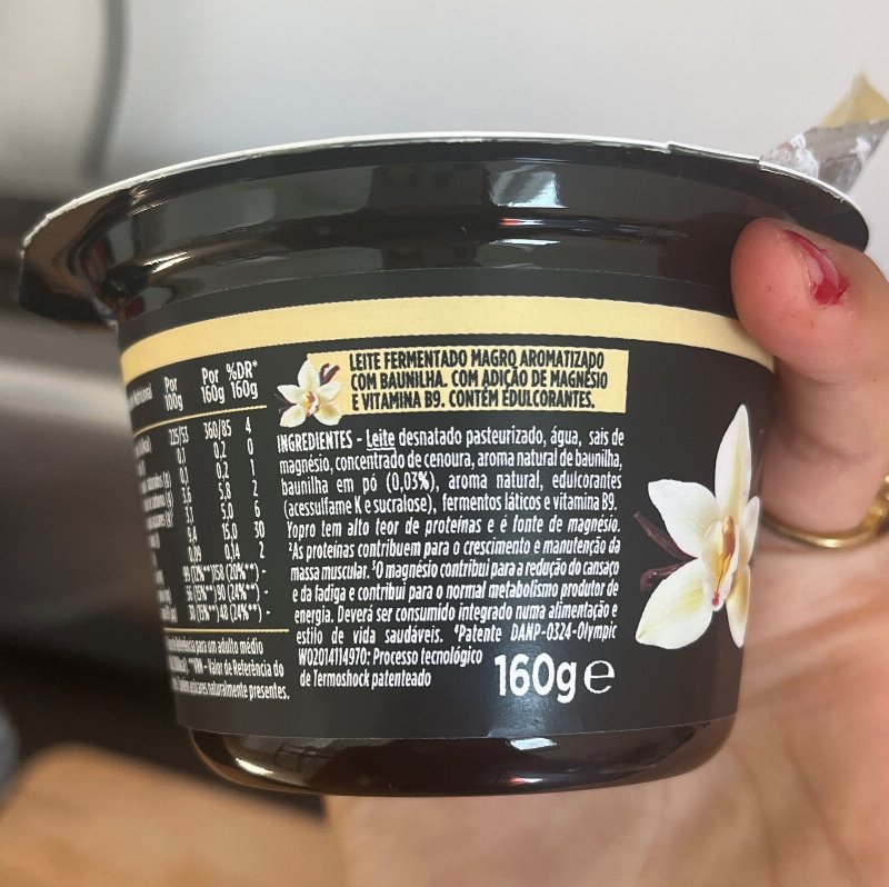 Foto da lista de ingredientes