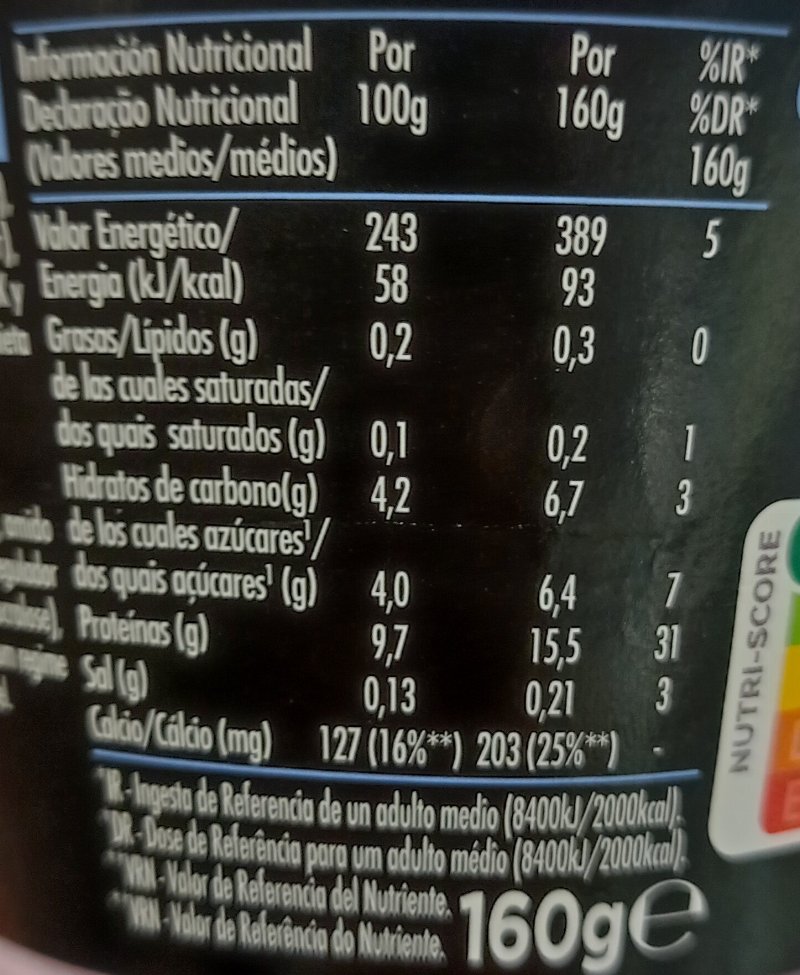 Foto da tabela nutricional