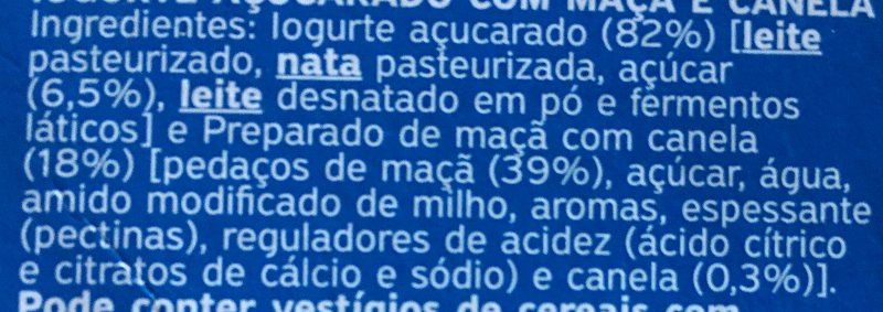 Foto da lista de ingredientes