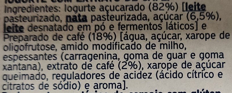 Foto da lista de ingredientes