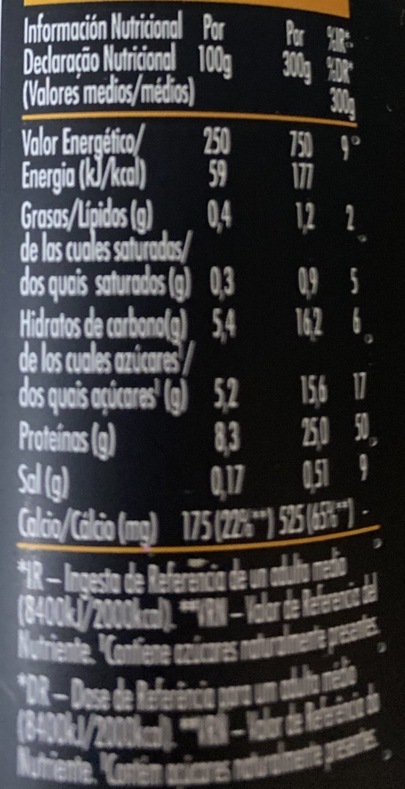 Foto da tabela nutricional