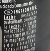 Foto da lista de ingredientes