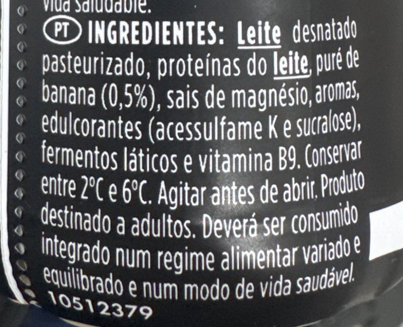 Foto da lista de ingredientes