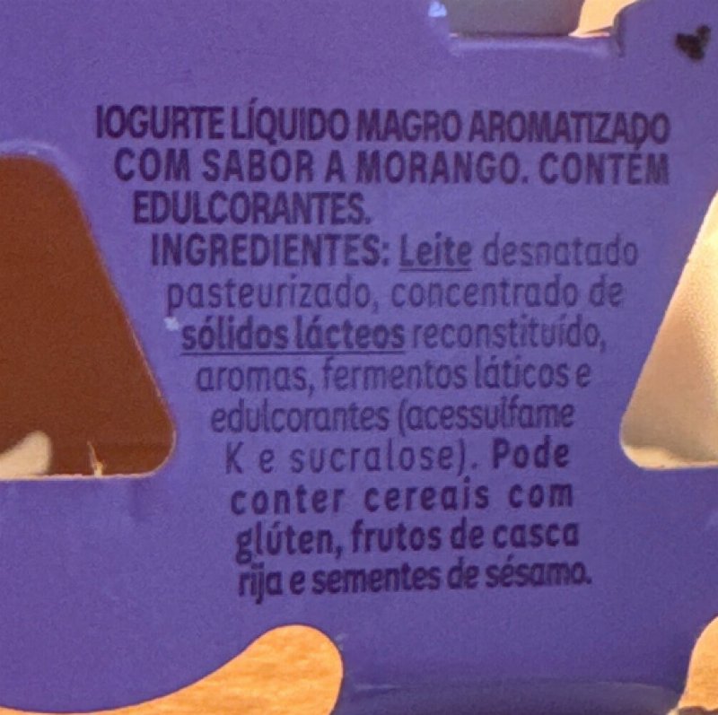 Foto da lista de ingredientes