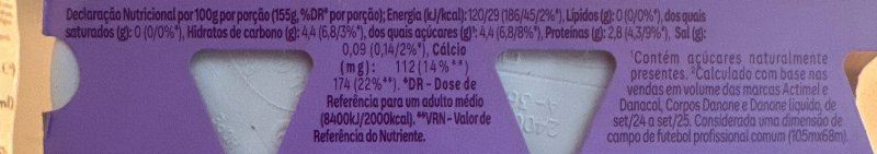 Foto da tabela nutricional