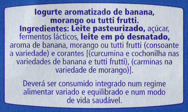 Foto da lista de ingredientes