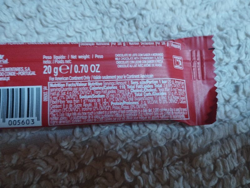 Foto da lista de ingredientes