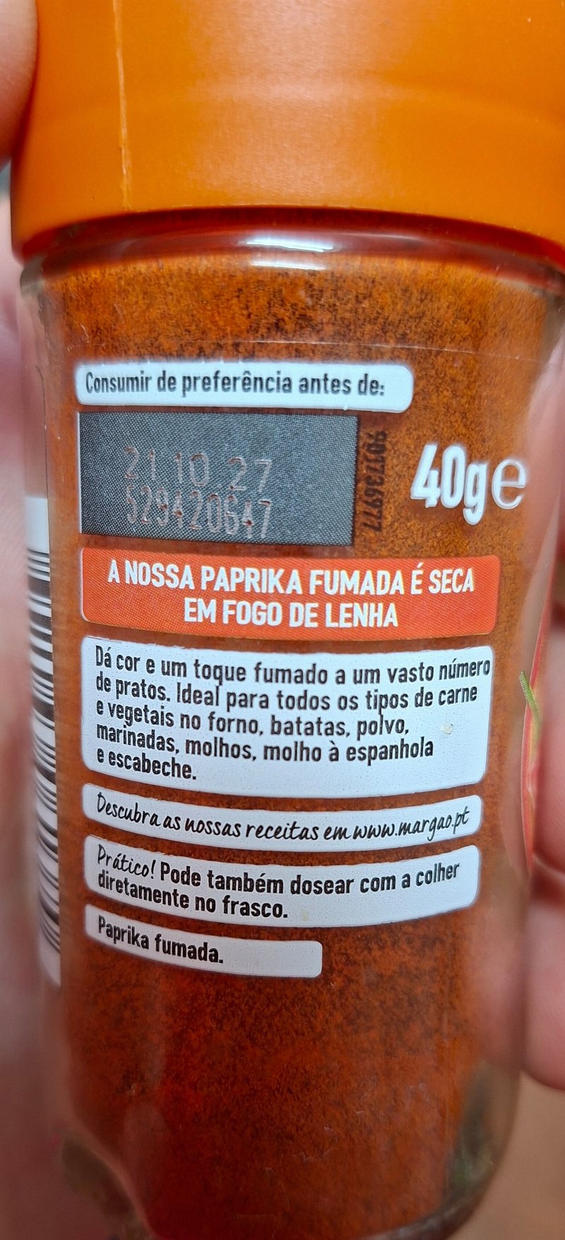 Foto da lista de ingredientes