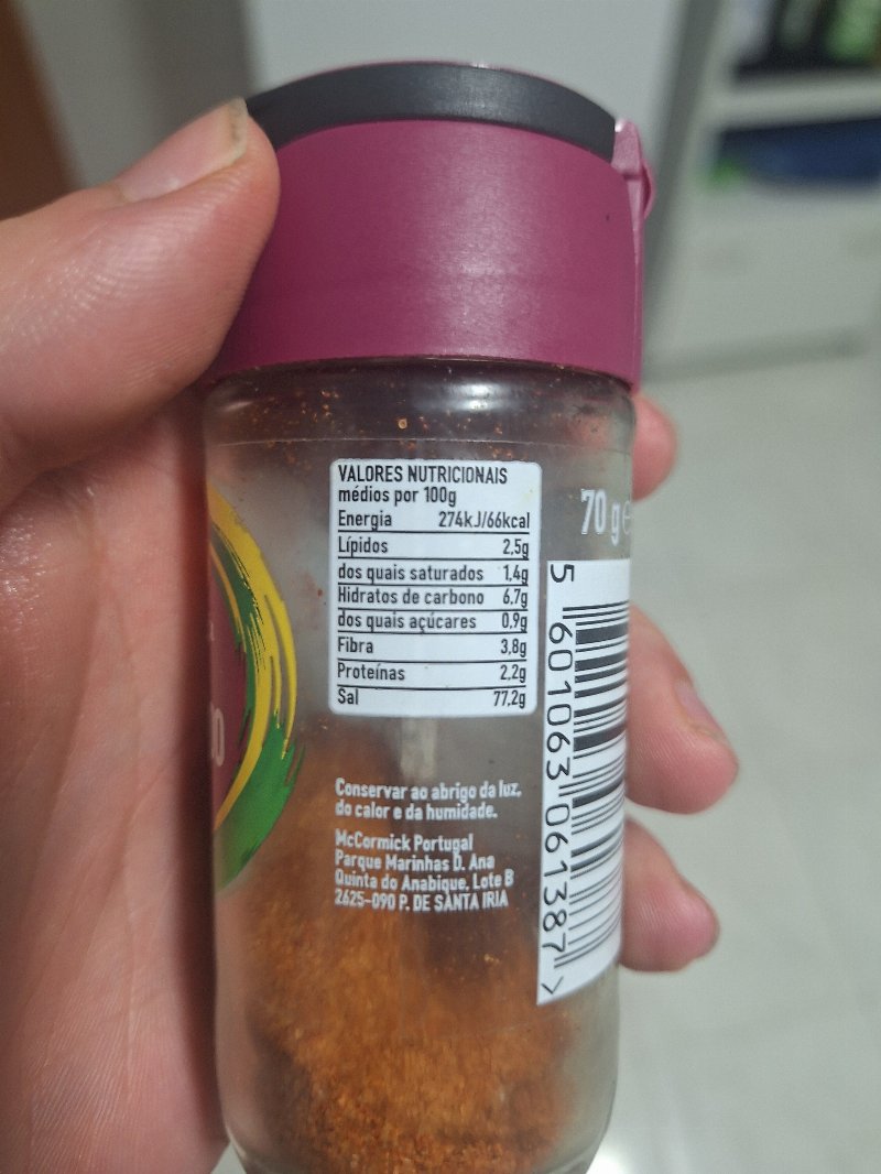 Foto da tabela nutricional
