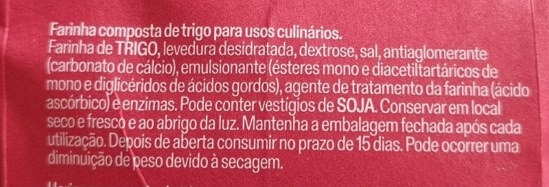 Foto da lista de ingredientes