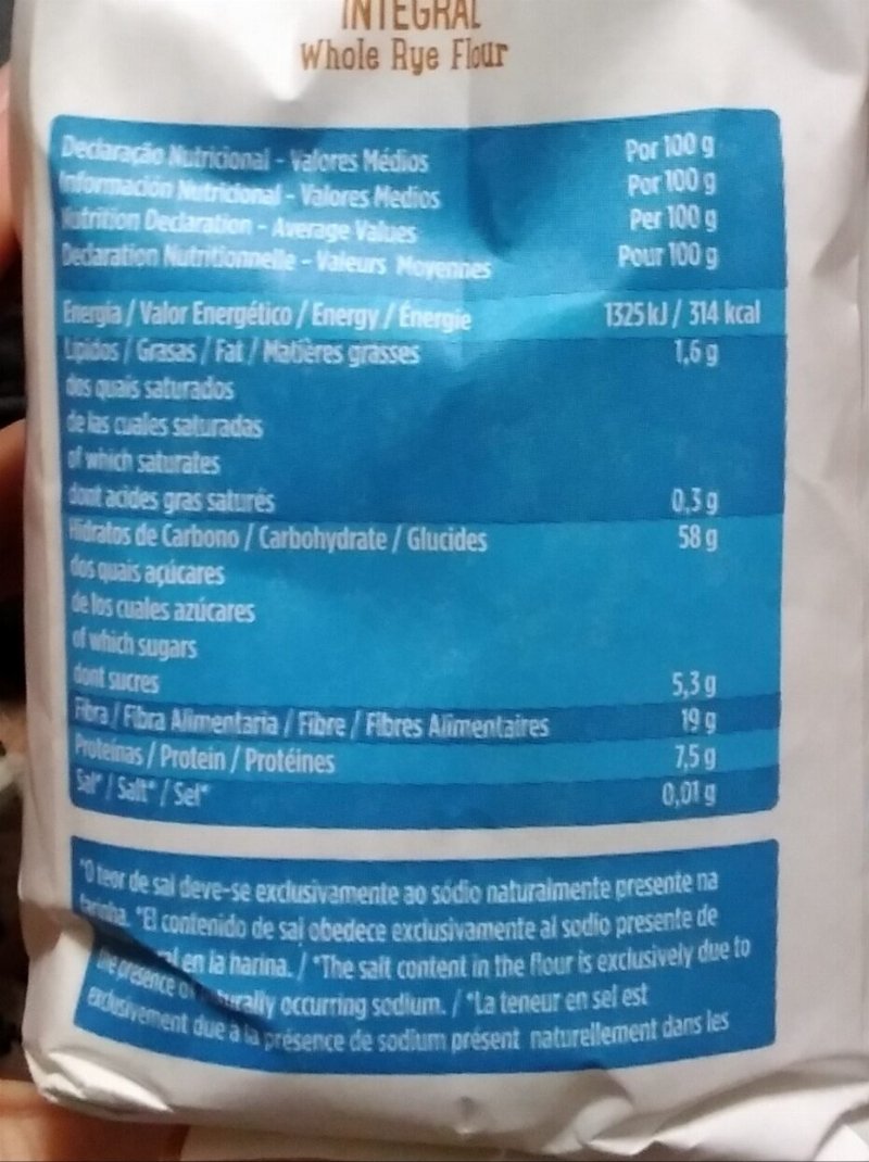 Foto da tabela nutricional