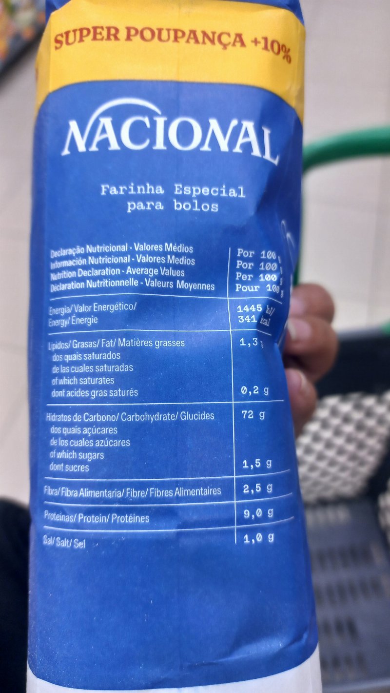 Foto da lista de ingredientes