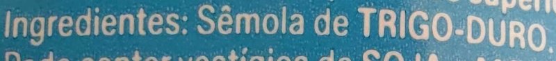 Foto da lista de ingredientes