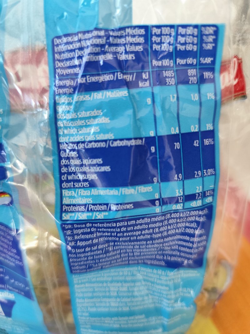 Foto da lista de ingredientes