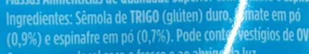 Foto da lista de ingredientes