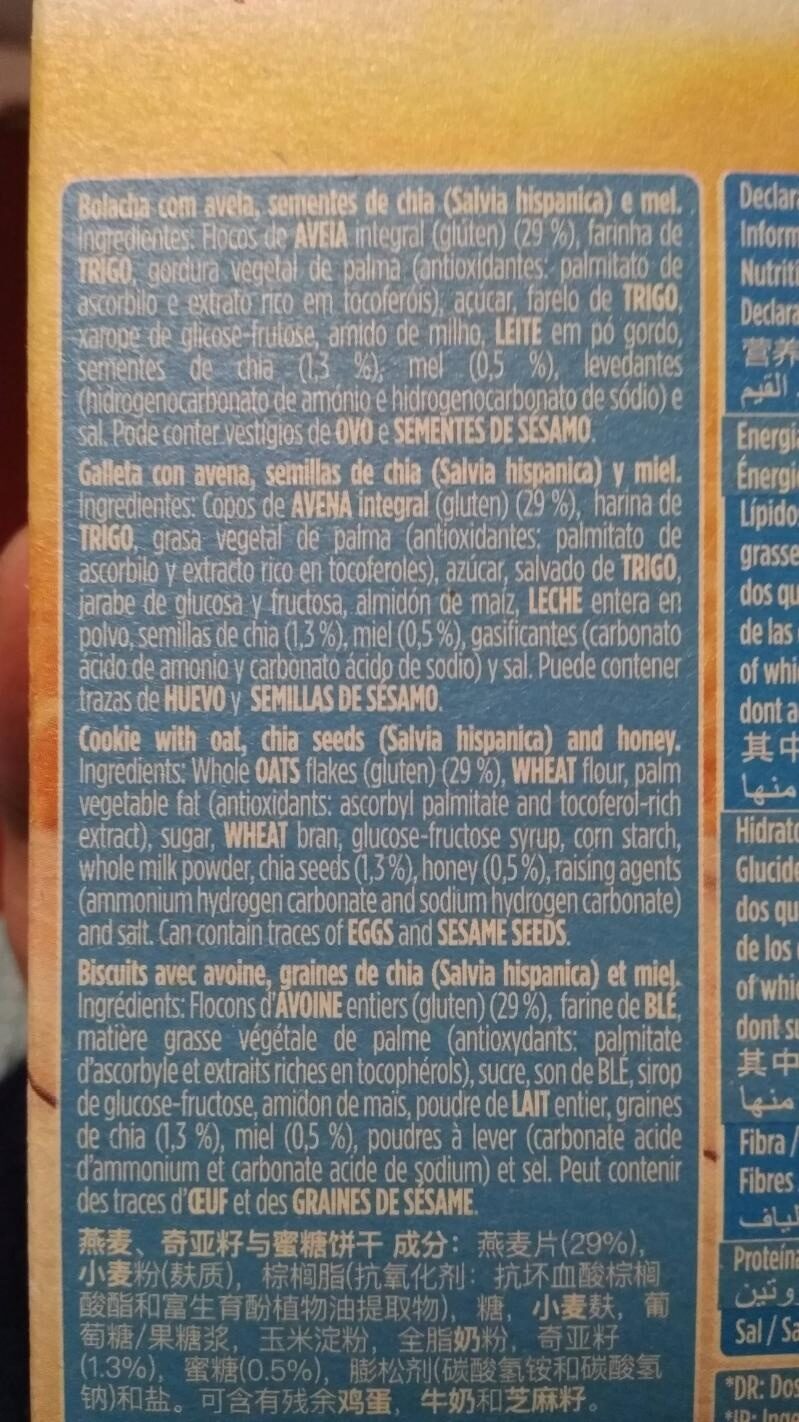 Foto da lista de ingredientes