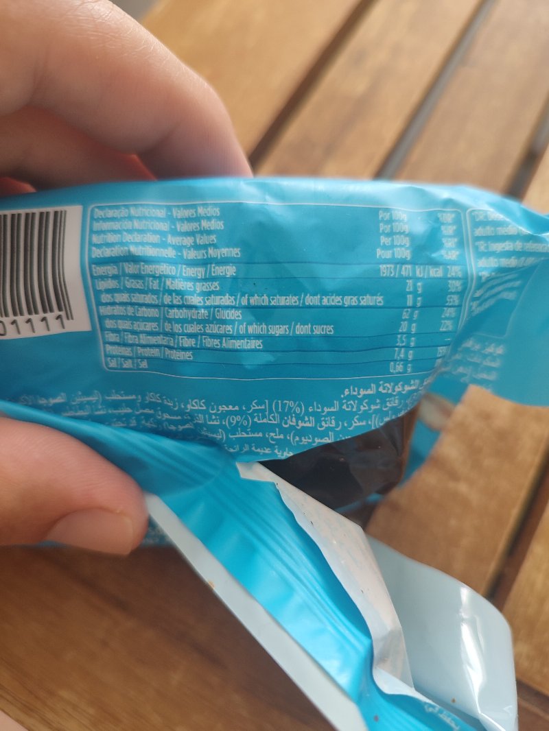 Foto da tabela nutricional