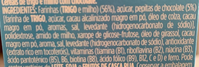 Foto da lista de ingredientes