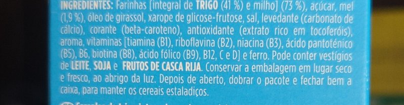 Foto da lista de ingredientes