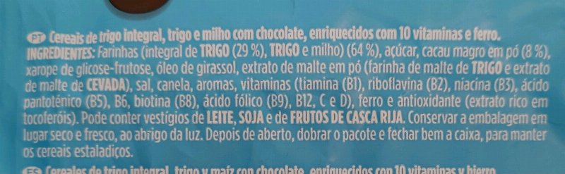 Foto da lista de ingredientes
