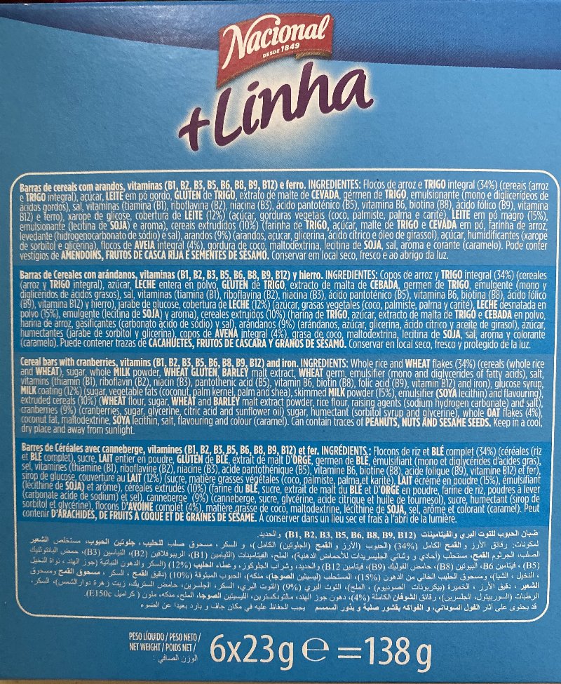 Foto da lista de ingredientes