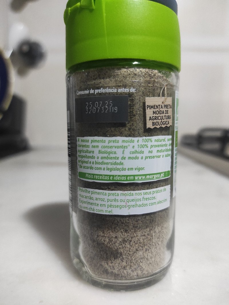 Foto da lista de ingredientes