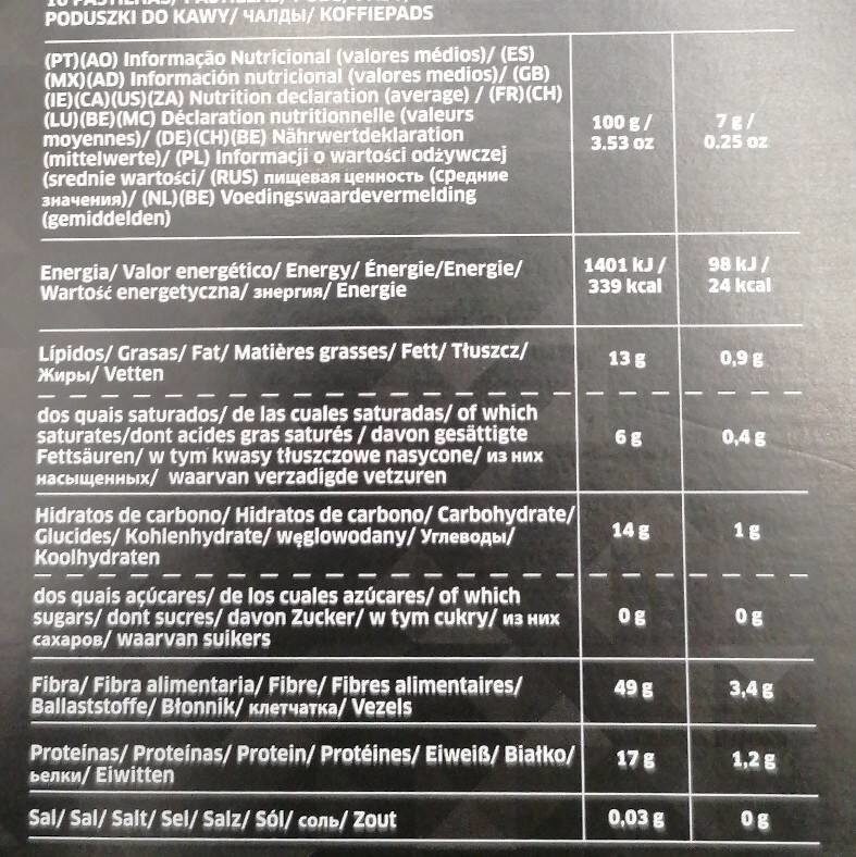 Foto da tabela nutricional