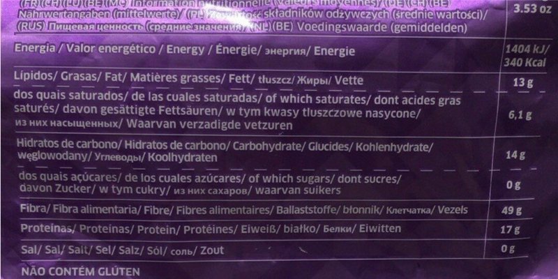 Foto da tabela nutricional