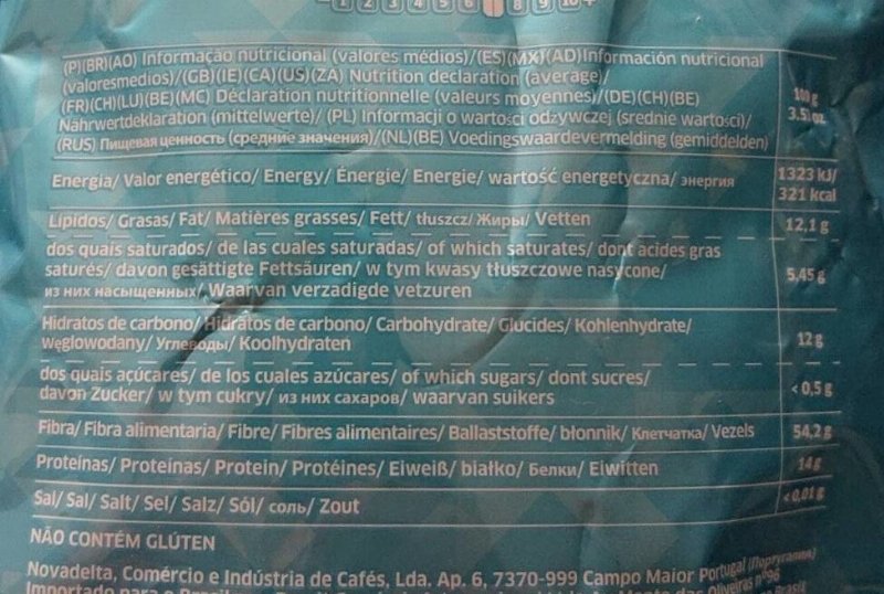 Foto da tabela nutricional