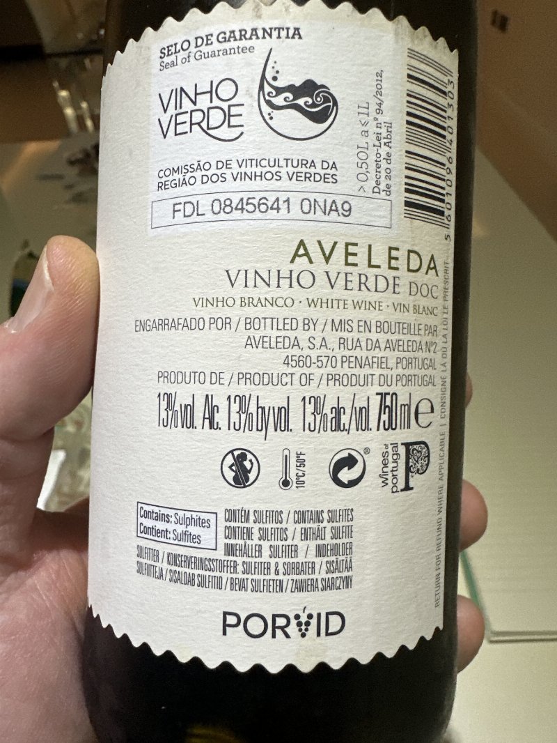 Foto da lista de ingredientes