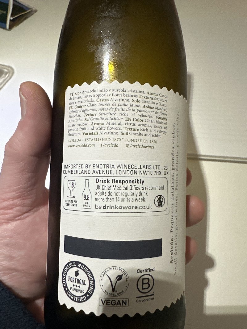 Foto da tabela nutricional