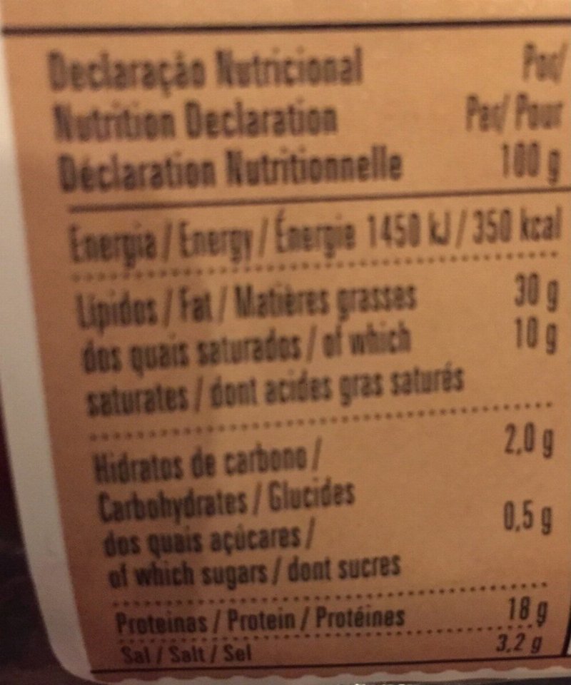 Foto da tabela nutricional