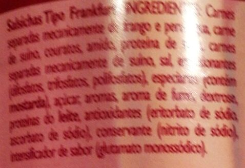 Foto da lista de ingredientes