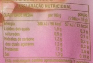 Foto da tabela nutricional