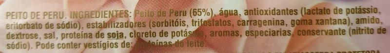 Foto da lista de ingredientes