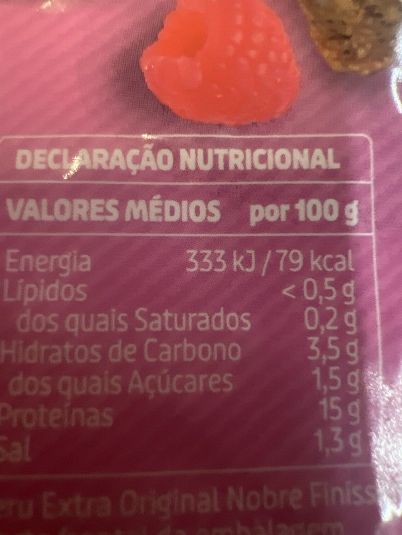 Foto da tabela nutricional
