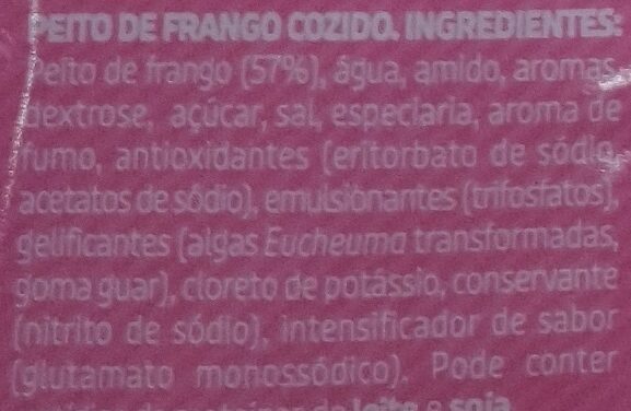 Foto da lista de ingredientes