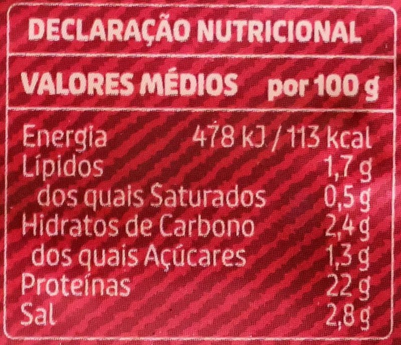 Foto da tabela nutricional