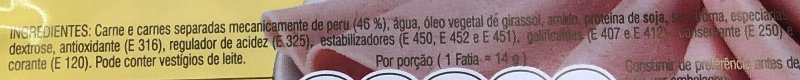 Foto da lista de ingredientes