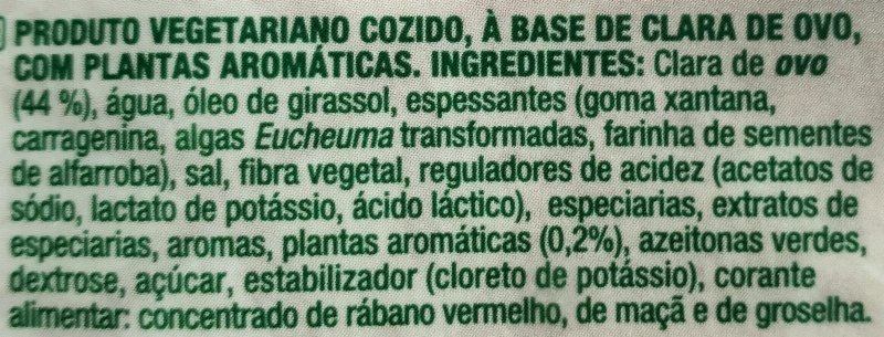 Foto da lista de ingredientes