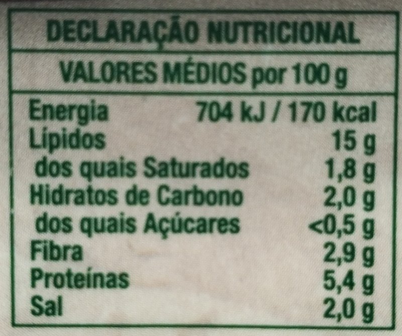 Foto da tabela nutricional