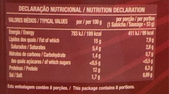 Foto da tabela nutricional